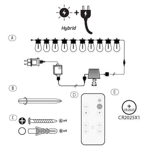 CANDEO-10L single filament warm white string lights, IP44-Hybrid