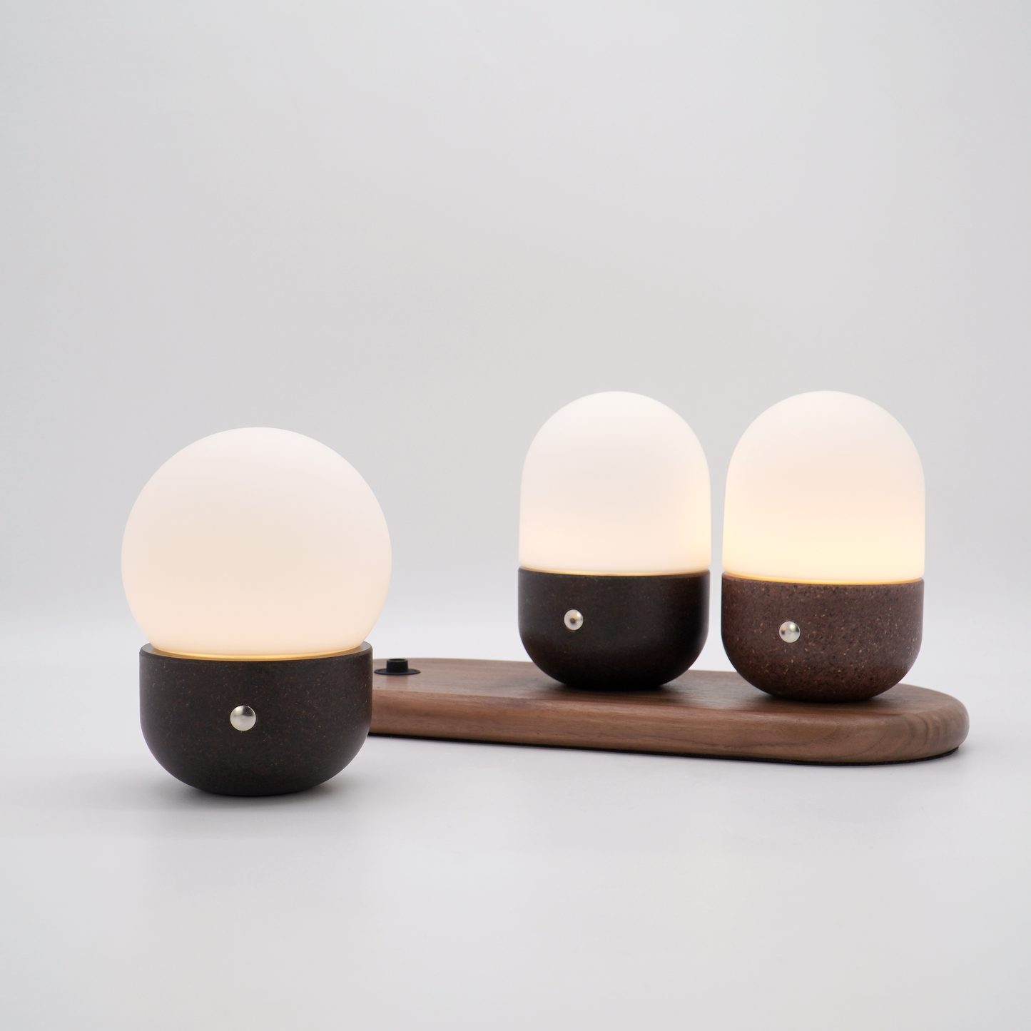 COBBLE,set of three,biowaste small table lamp,portable,CCT & dimmable,magnetic charging for more lamps- IP44