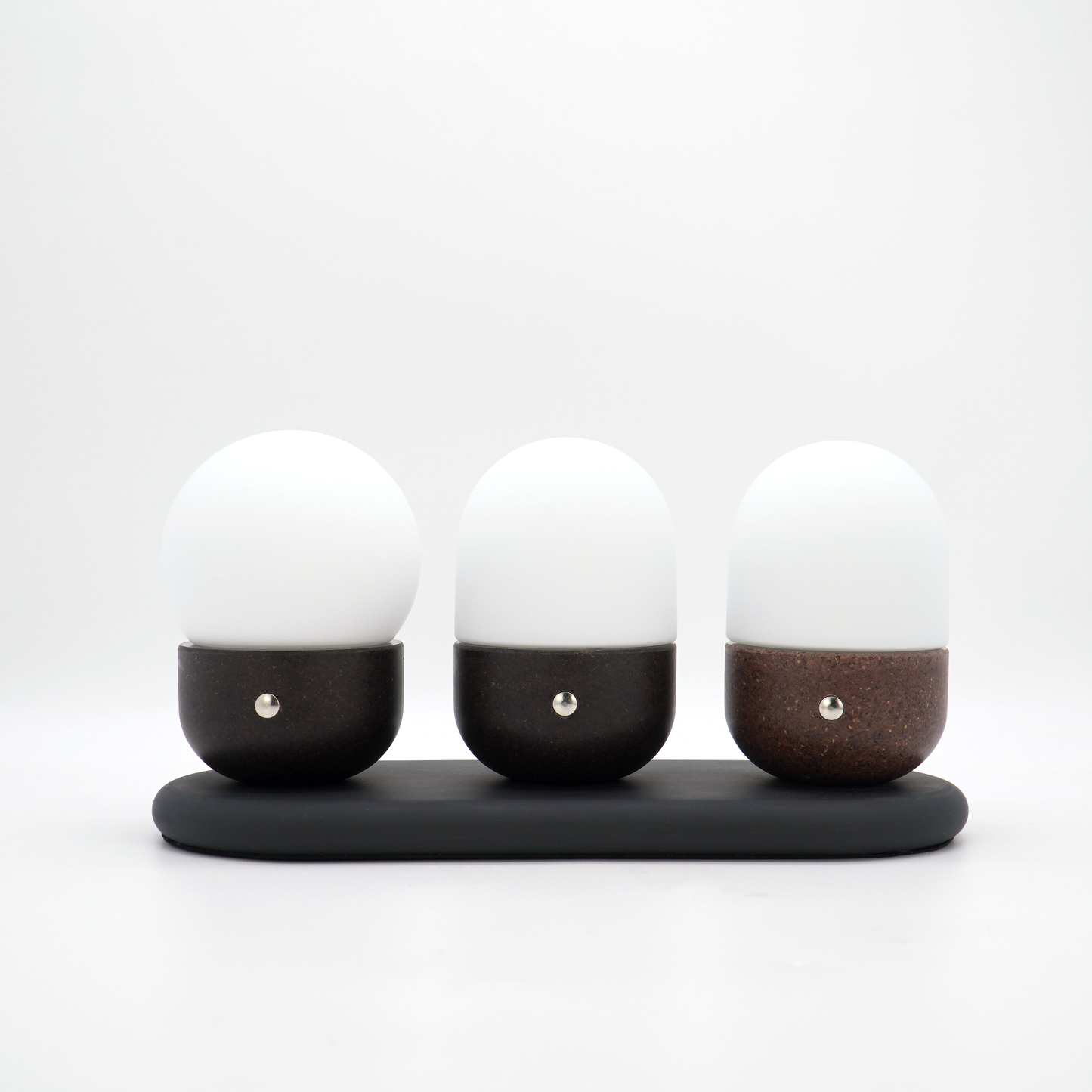 COBBLE,set of three,biowaste small table lamp,portable,CCT & dimmable,magnetic charging for more lamps- IP44