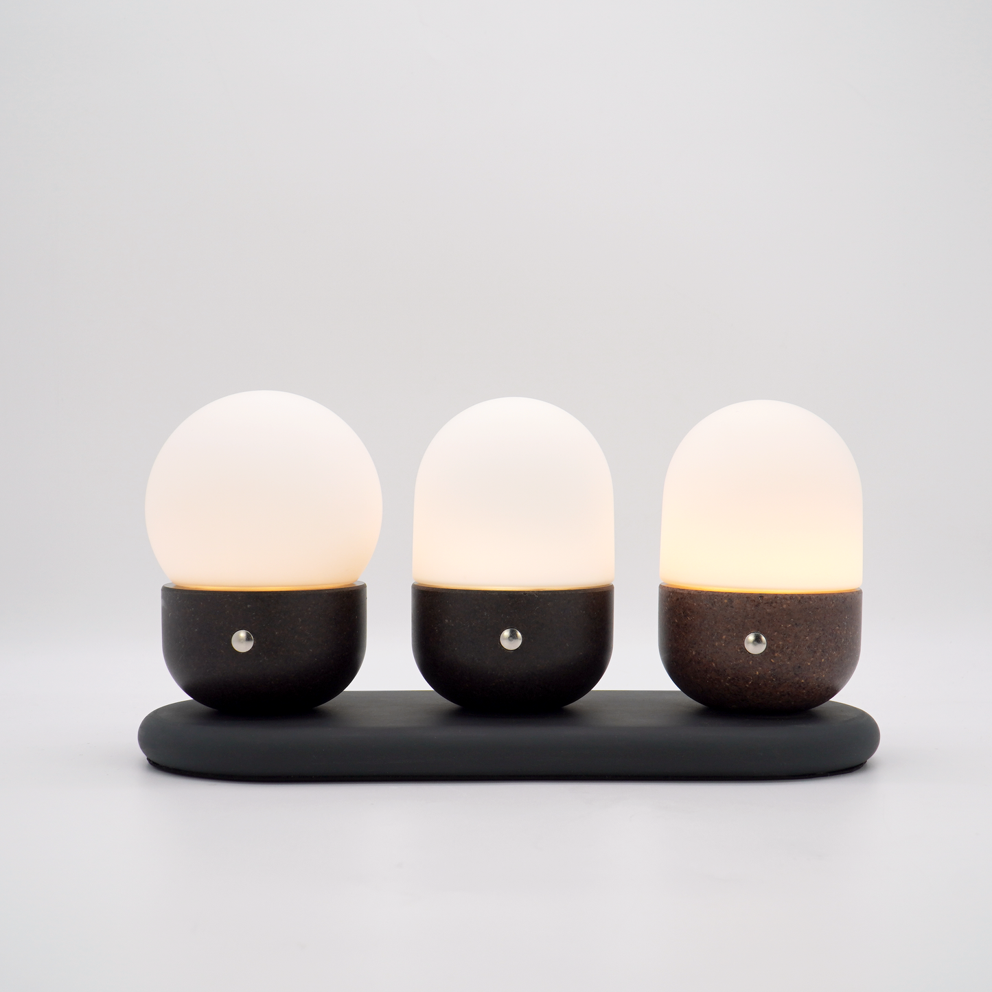 COBBLE,set of three,biowaste small table lamp,portable,CCT & dimmable,magnetic charging for more lamps- IP44
