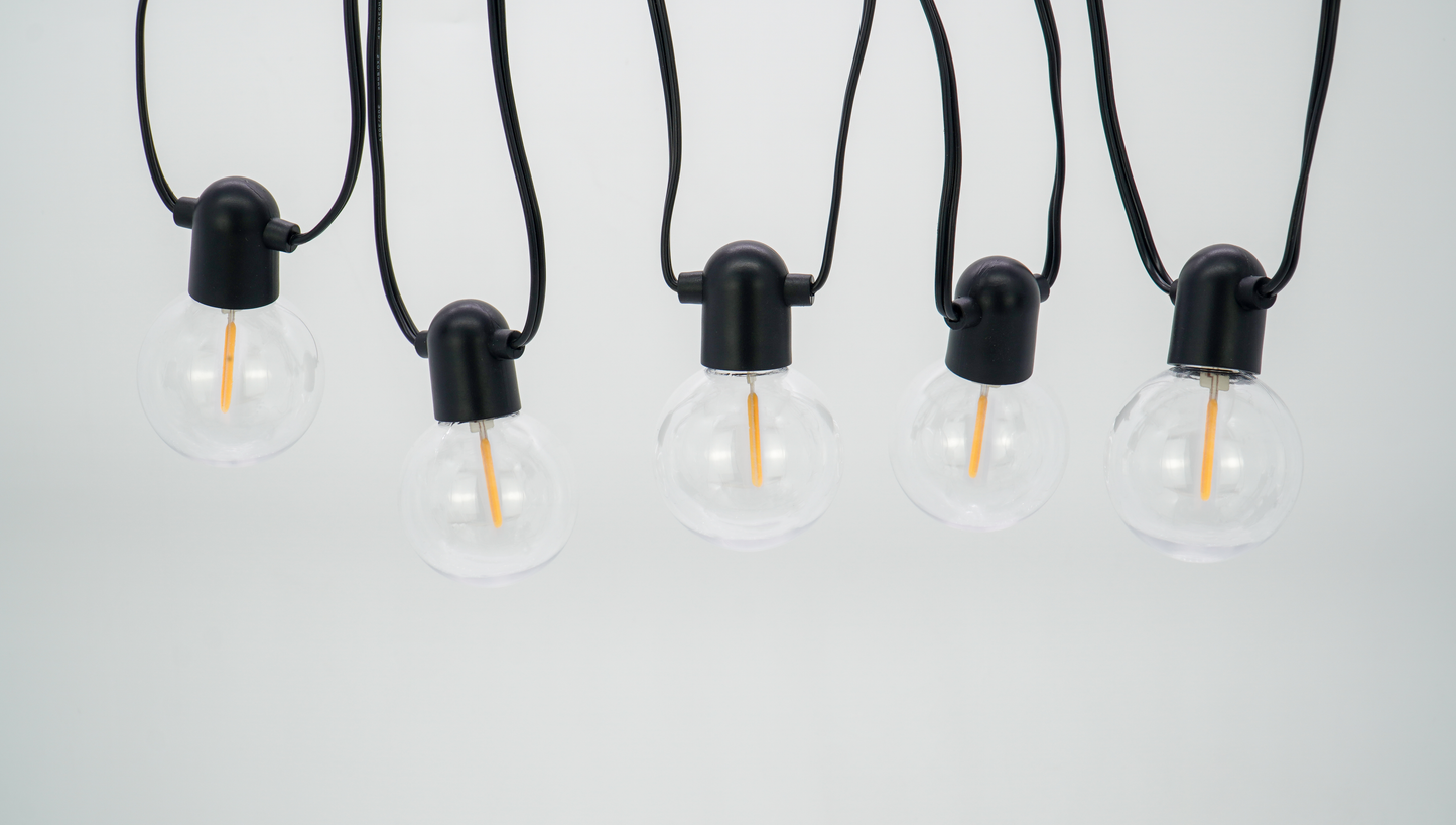 LUCIS-20L single filament warm white string lights, IP44-Solar