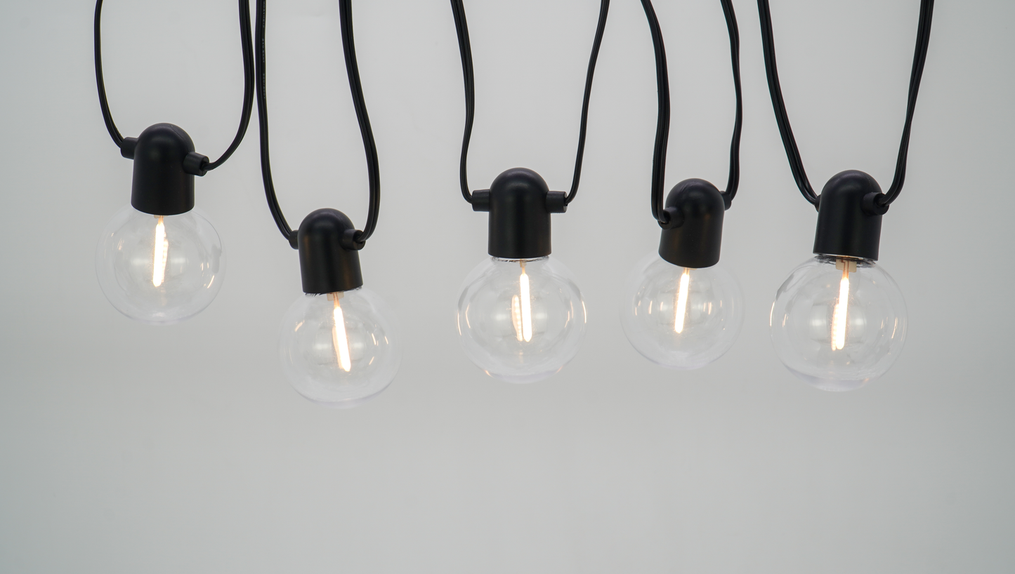 LUCIS-20L single filament warm white string lights, IP44-Solar