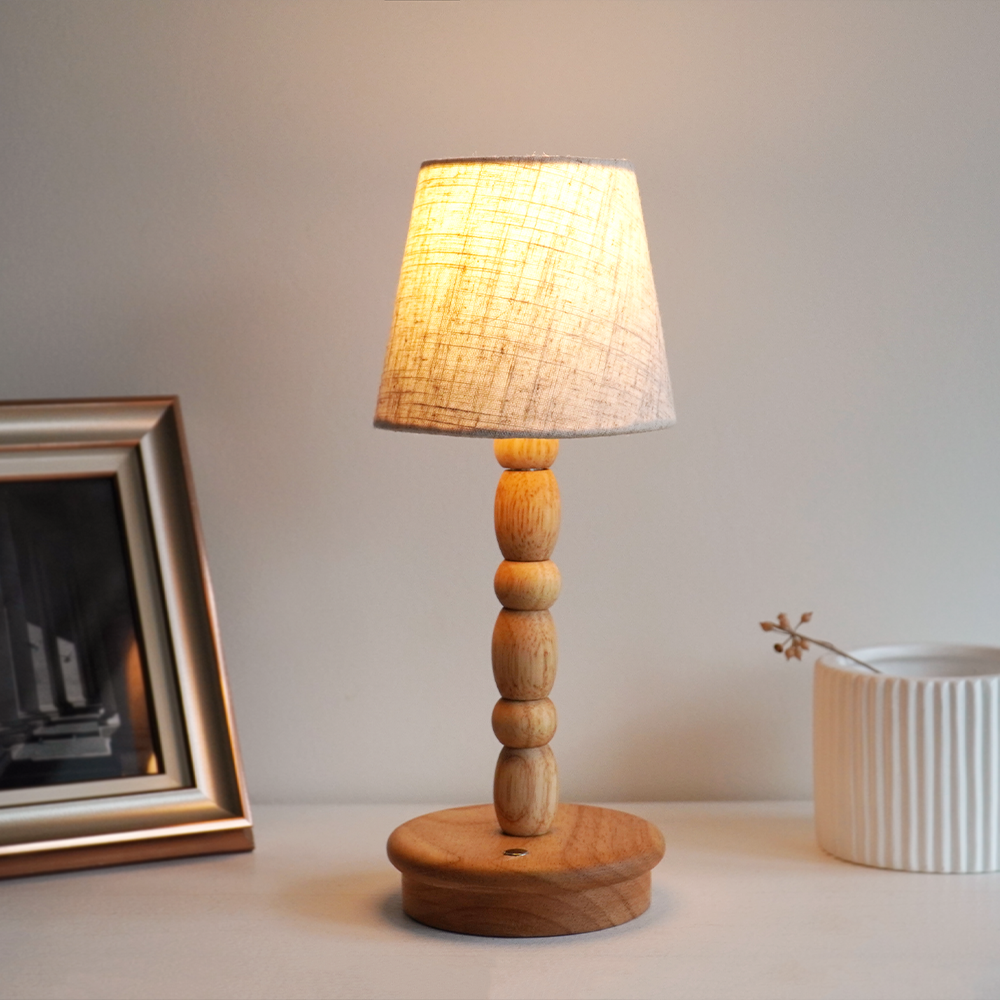 CUBE-Wood-building block DIY lamp,fabric shade,log pole &base,Portable Table Light,USB charging-IP44
