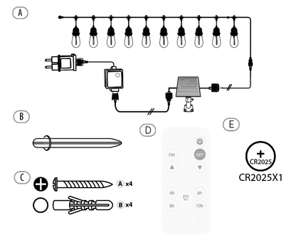 ARDOR-10L P27 LED bulb warm white string lights, IP44--Hybrid