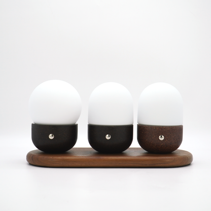 COBBLE,set of three,biowaste small table lamp,magnetic charging for more lamps- IP44