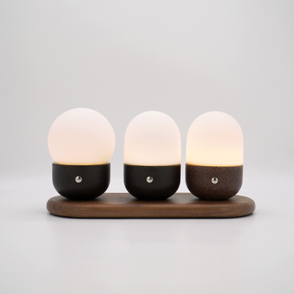 COBBLE,set of three,biowaste small table lamp,portable,CCT & dimmable,magnetic charging for more lamps- IP44