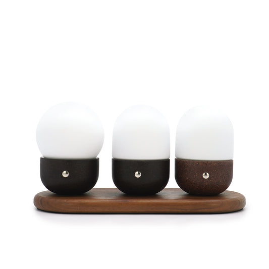 COBBLE,set of three,biowaste small table lamp,portable,CCT & dimmable,magnetic charging for more lamps- IP44