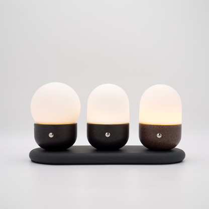 COBBLE,set of three,biowaste small table lamp,portable,CCT & dimmable,magnetic charging for more lamps- IP44