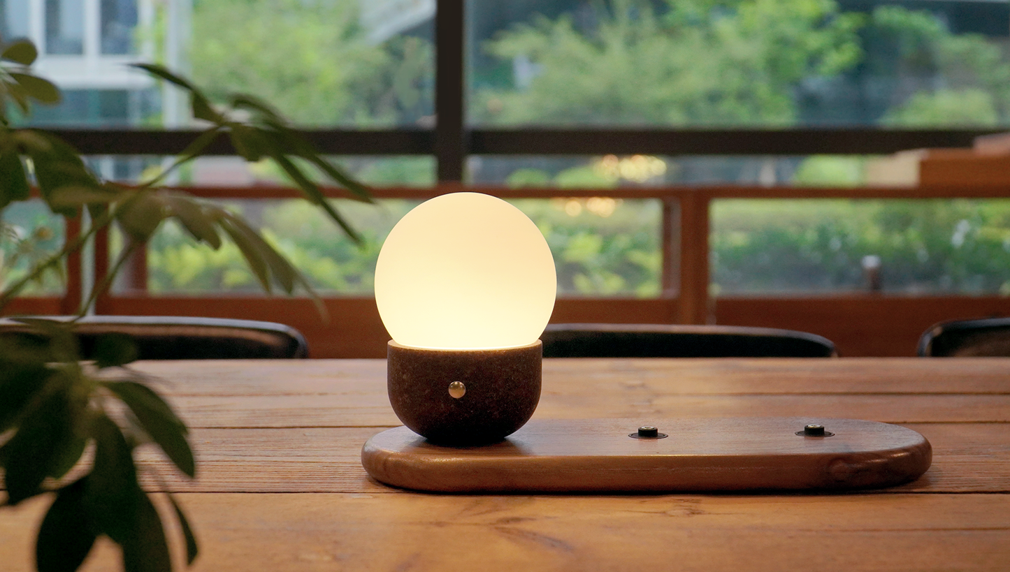 COBBLE,set of three,biowaste small table lamp,portable,CCT & dimmable,magnetic charging for more lamps- IP44
