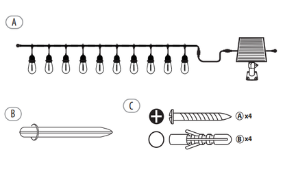 ARDOR-10L P27 LED bulb warm white string lights, IP44--Solar Linkable
