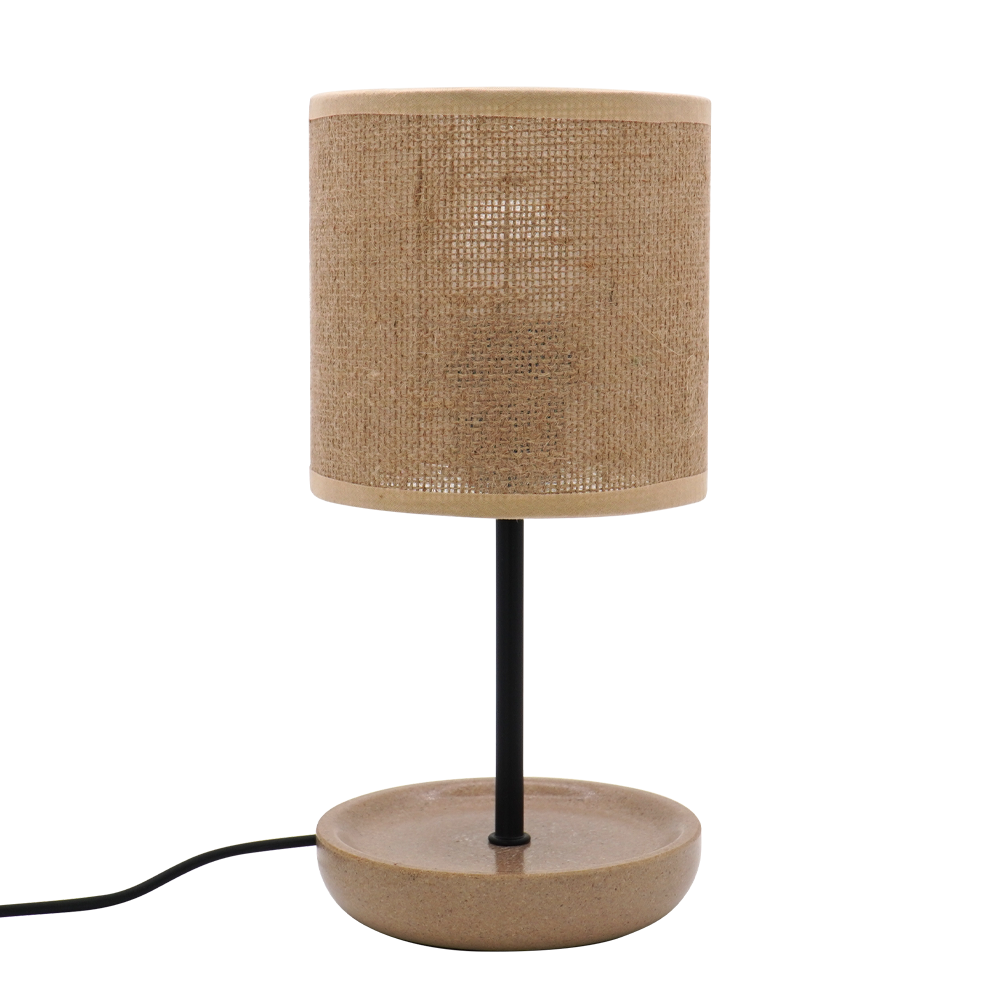 LA25118-Small table Lamp for Bedroom, nature material weaving Lampshade,Bio-waste material Base