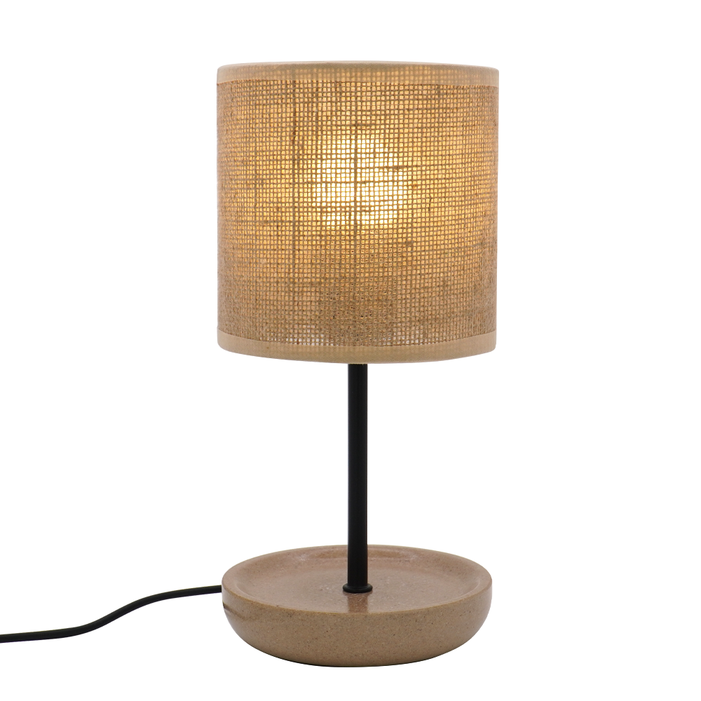 LA25118-Small table Lamp for Bedroom, nature material weaving Lampshade,Bio-waste material Base