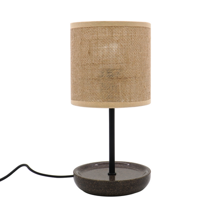 LA25118-Small table Lamp for Bedroom, nature material weaving Lampshade,Bio-waste material Base