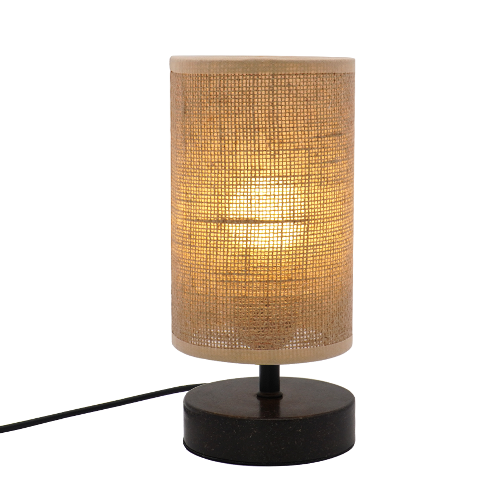 LA25121-Small table Lamp for Bedroom, nature material weaving Lampshade,Bio-waste material Base