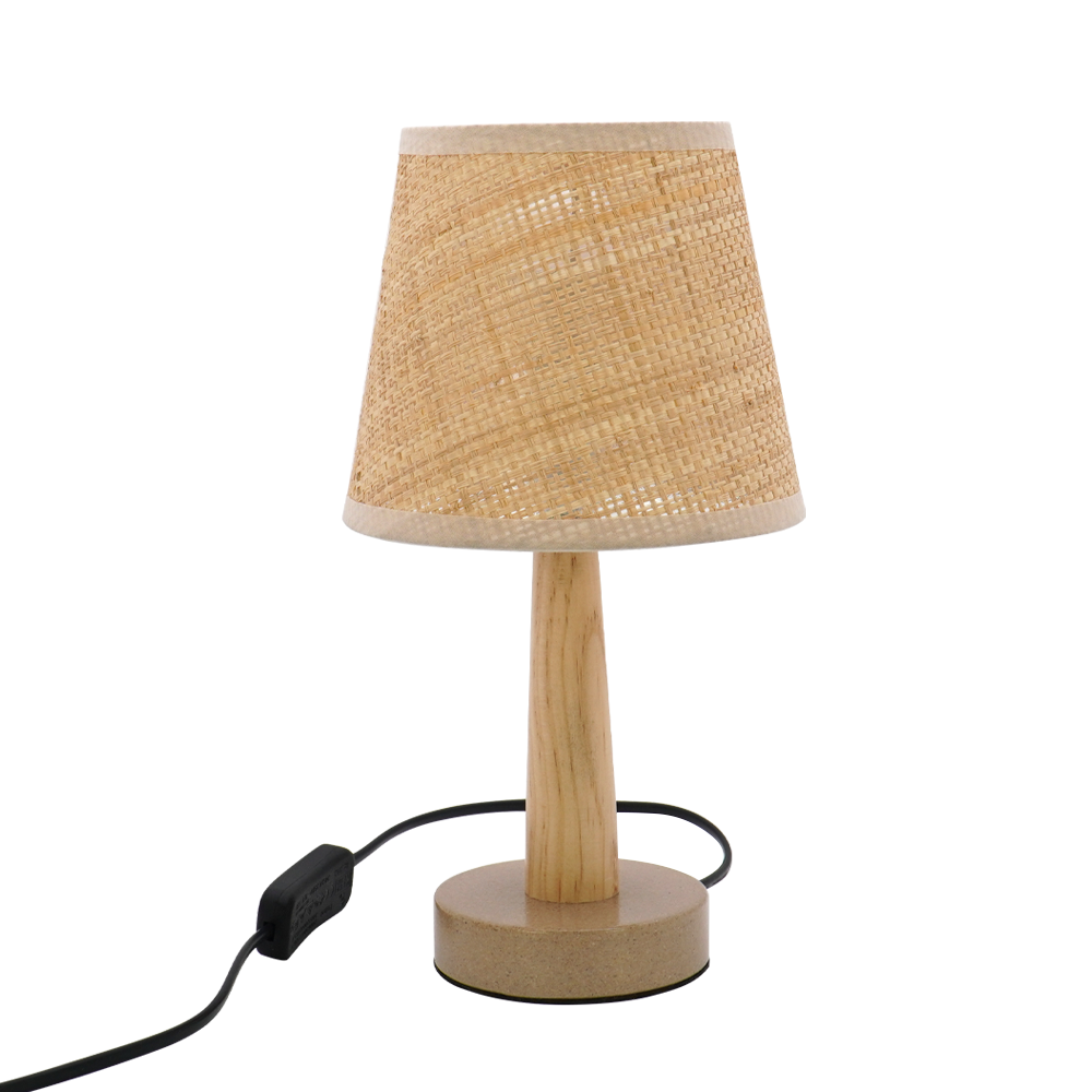 LA25127-Small Table Lamp for Bedroom with nature material shade and base.
