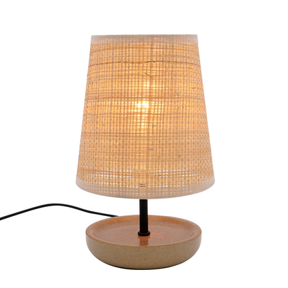 LA25128-Small Table Lamp for Bedroom with nature material shade and base.