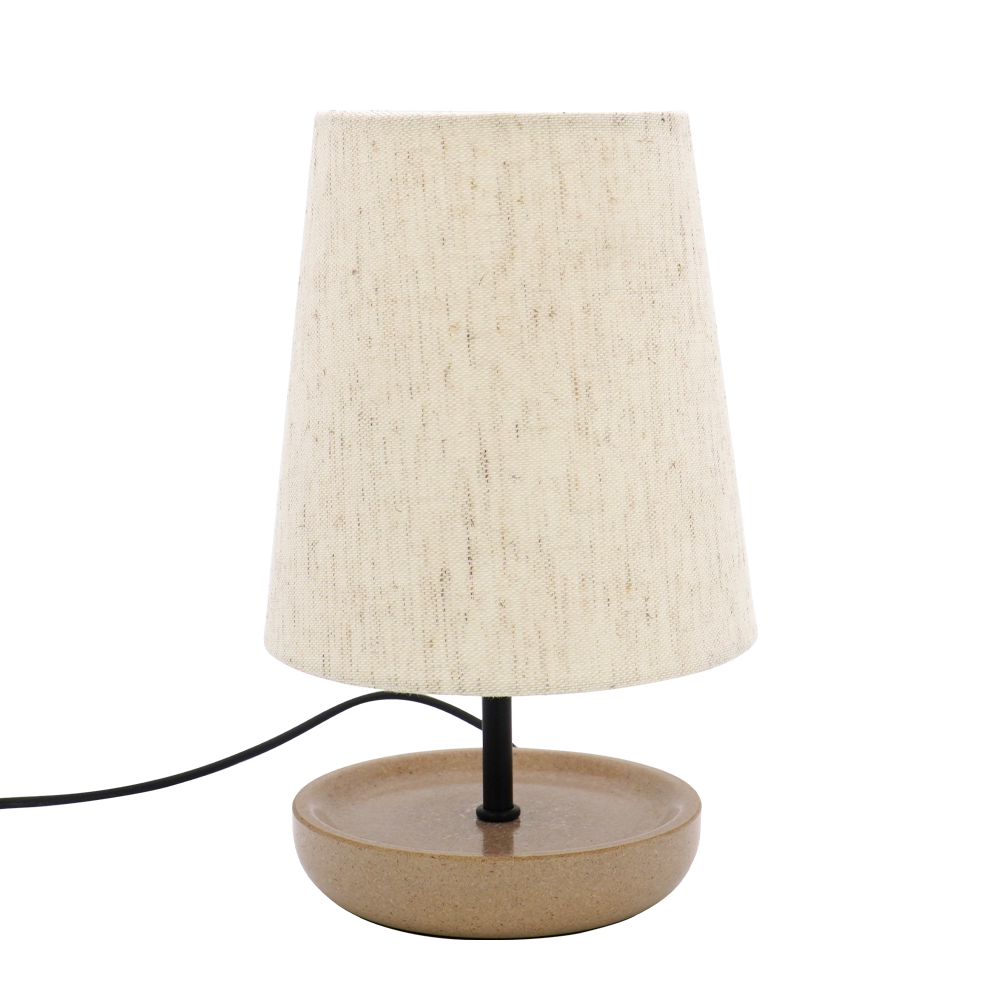 LA25128-Small Table Lamp for Bedroom with nature material shade and base.
