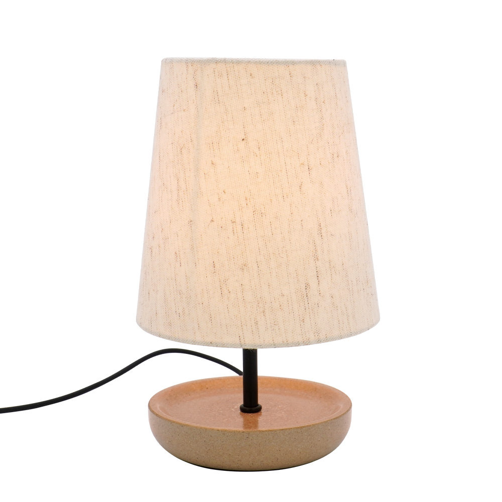LA25128-Small Table Lamp for Bedroom with nature material shade and base.