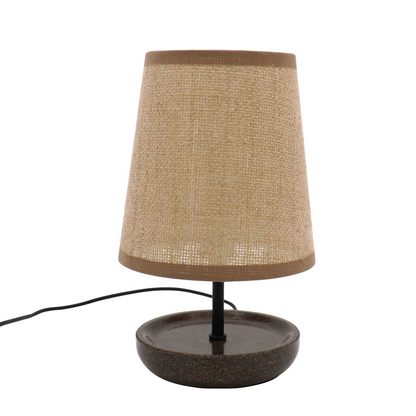 LA25128-Small Table Lamp for Bedroom with nature material shade and base.