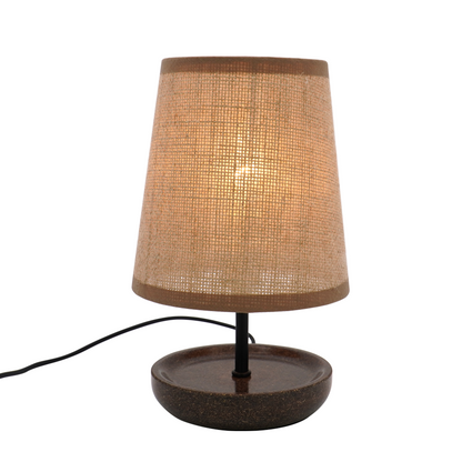 LA25128-Small Table Lamp for Bedroom with nature material shade and base.