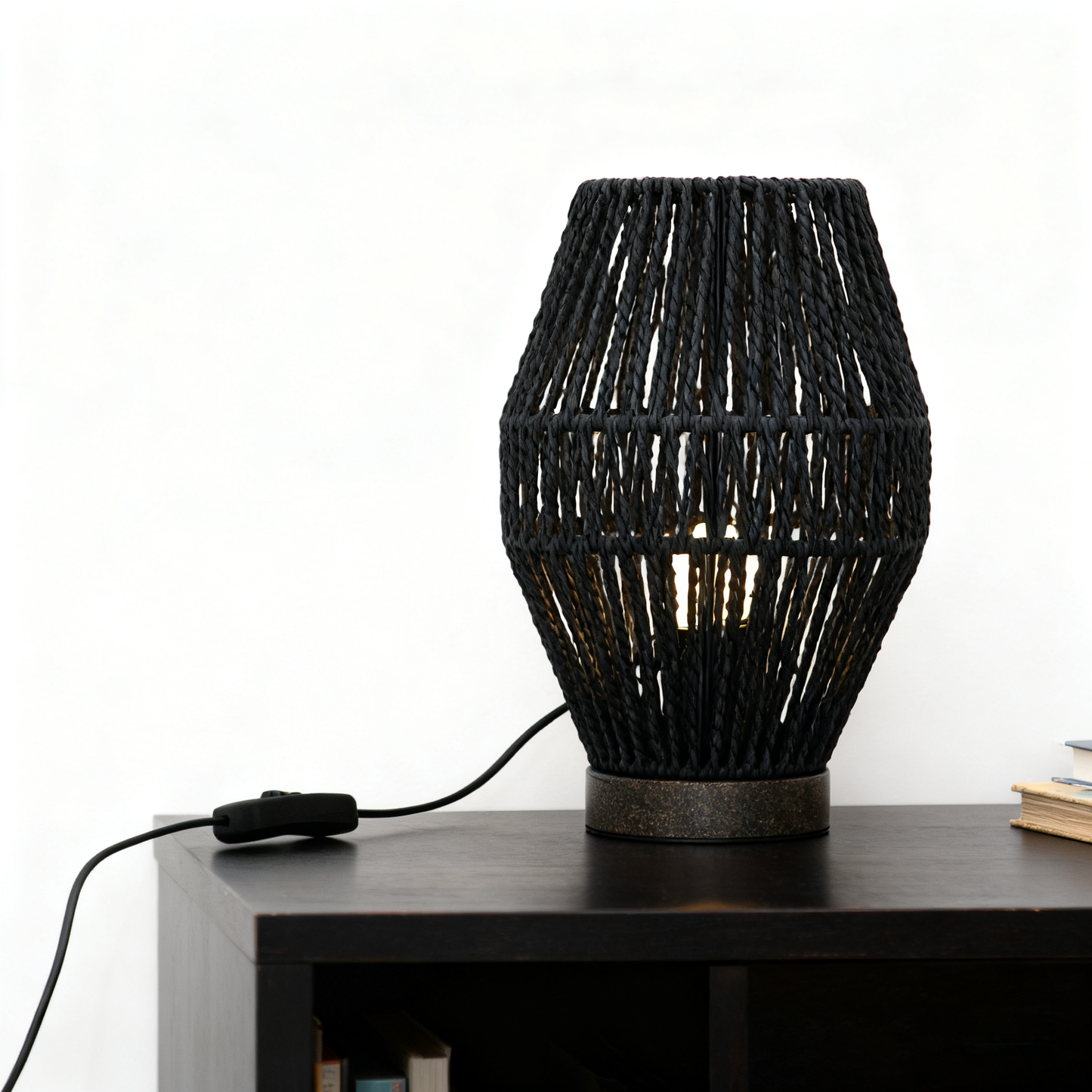 LA25130-Table Lamps for Bedroom & Living Room - Small Natural material Shades with Bio-waste material Base