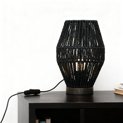 LA25130-Table Lamps for Bedroom & Living Room - Small Natural material Shades with Bio-waste material Base