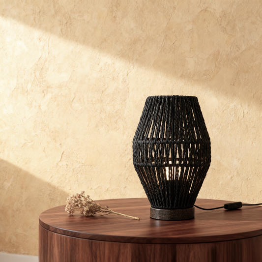 LA25130-Table Lamps for Bedroom & Living Room - Small Natural material Shades with Bio-waste material Base