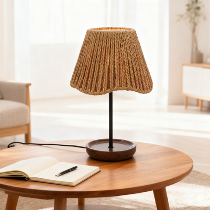 LA25131-Table Lamps for Bedroom & Living Room - Small Natural material Shades with Bio-waste material Base