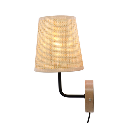 LA25132-Wall Lamp for Bedroom, nature material weaving Lampshade and Bio-waste material base