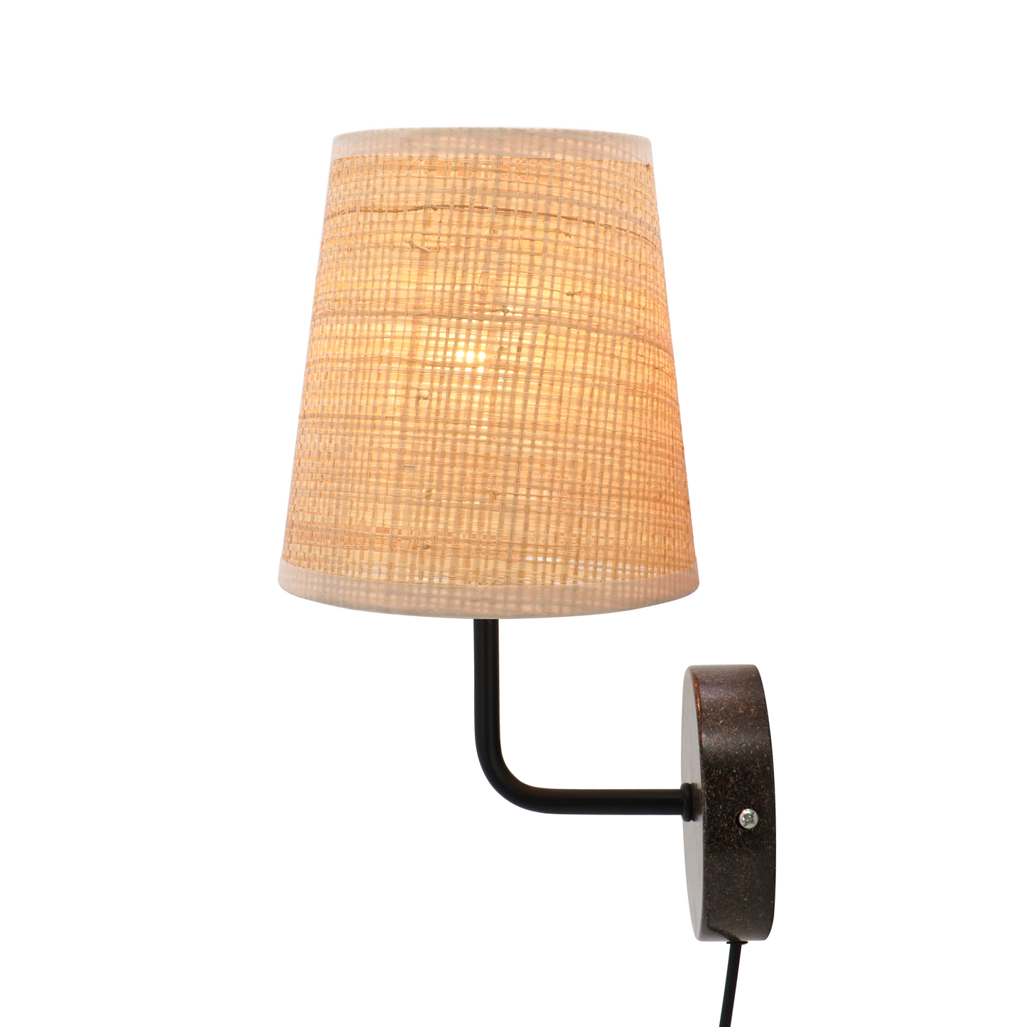 LA25132-Wall Lamp for Bedroom, nature material weaving Lampshade and Bio-waste material base