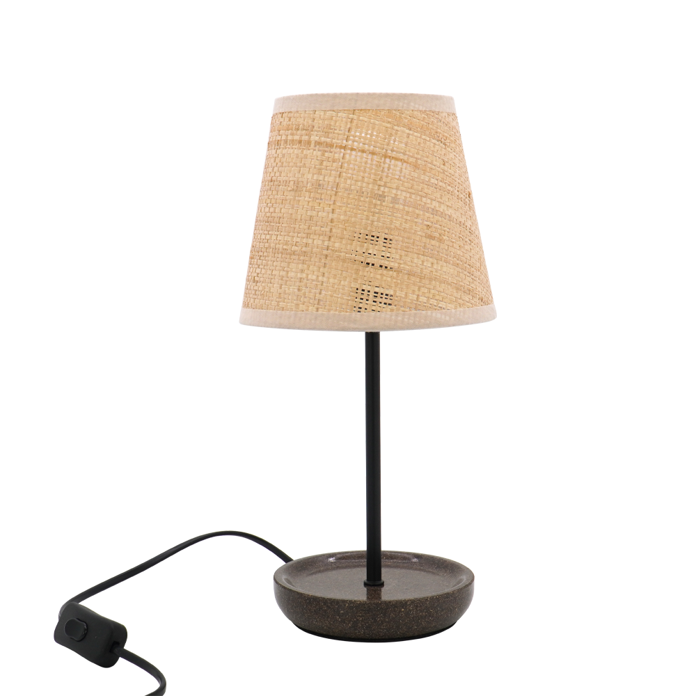 LA25133-Small table Lamp for Bedroom, nature material weaving Lampshade,Bio-waste material Base