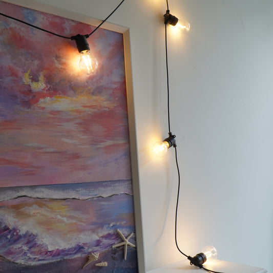 LUMEN-10L P27 LED bulb double filament warm white string lights, IP44--Adaptor