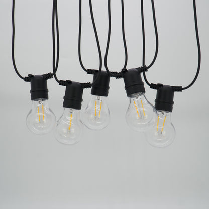 LUMEN-10L P27 LED bulb double filament warm white string lights, IP44--Solar Linkable