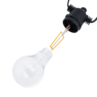 LUMEN-10L double filament warm white string lights, IP44--Solar Linkable