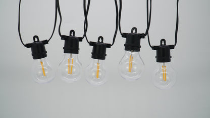LUMEN-10L double filament warm white string lights, IP44--Solar Linkable