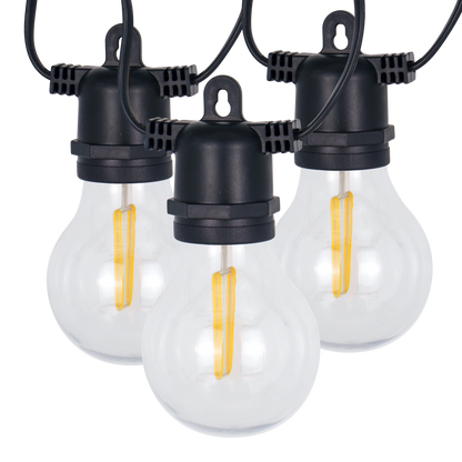 LUMEN-10L double filament warm white string lights, IP44--Solar Linkable