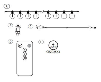 LUX-20L single filament warm white string lights, IP20-Adaptor