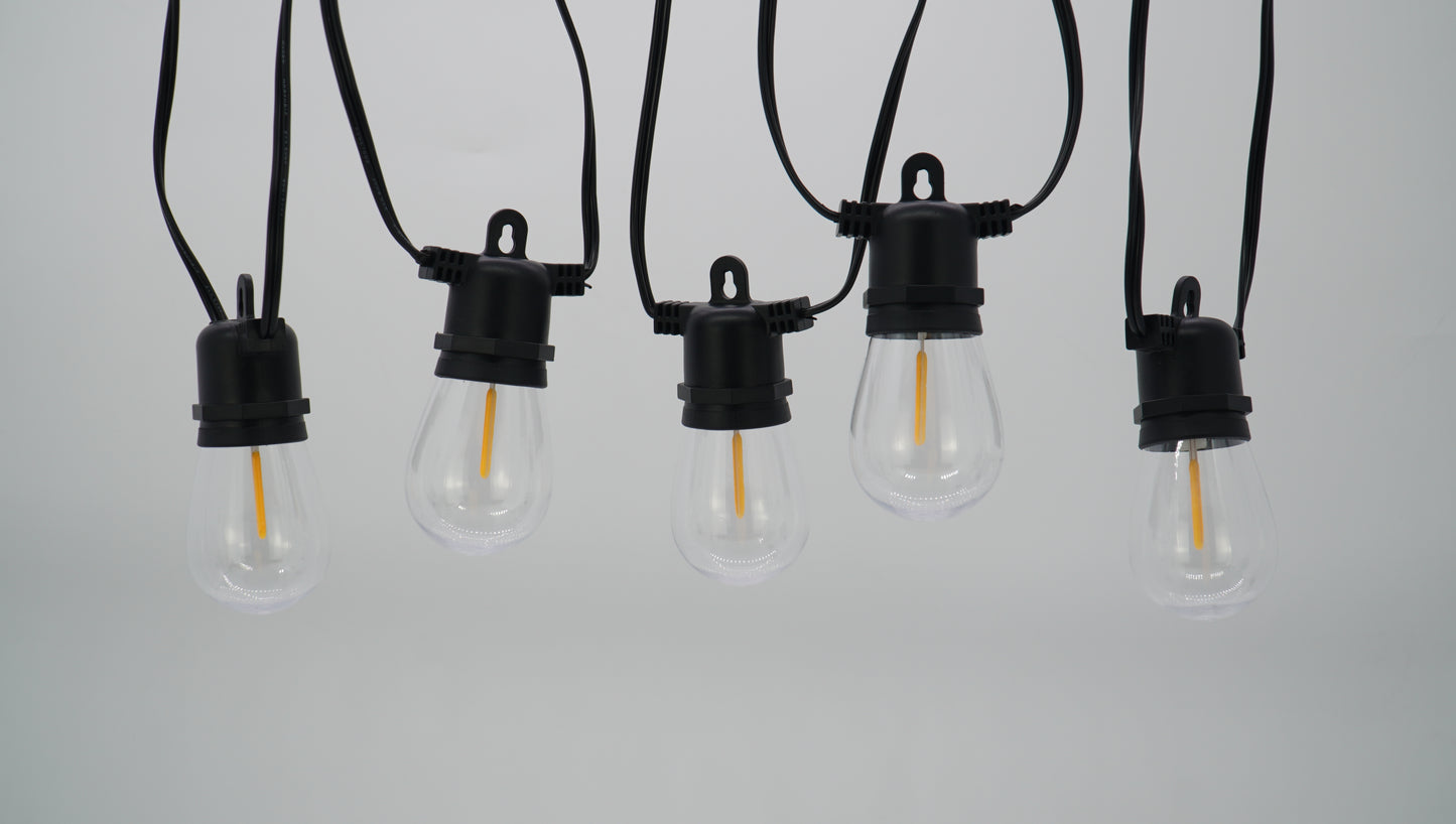 CANDEO-10L single filament warm white string lights, IP44-Solar