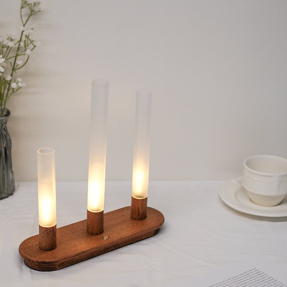 EVERGLOW,set of 3,stimulated flame tube lights,dimmer & long lasting,USB charging-IP44