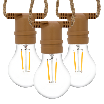 FULGOR-10L P27 LED bulb warm white string lights, IP44--Solar Linkable