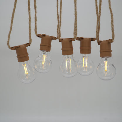 FULGOR-10L P27 LED bulb warm white string lights, IP44--Solar Linkable