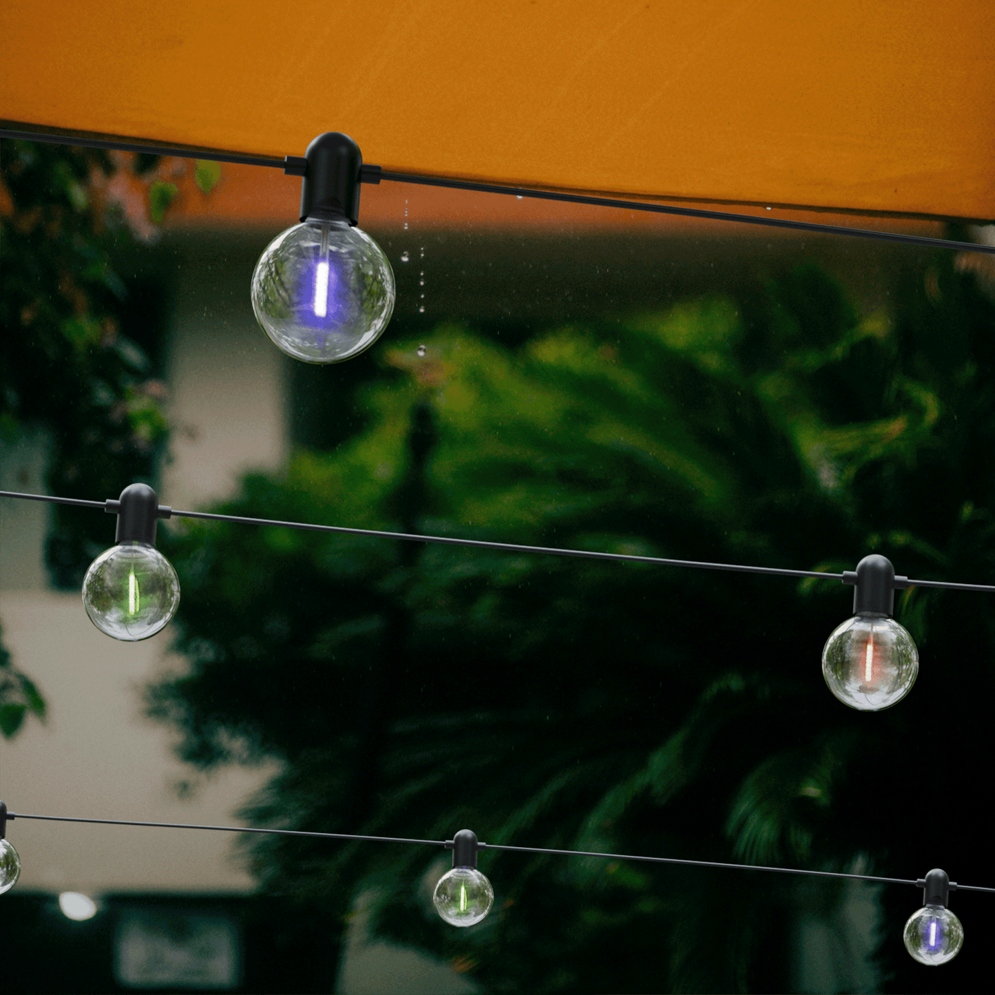 LUCIS-20L single filament warm white+ RGB string lights, IP44-Adaptor