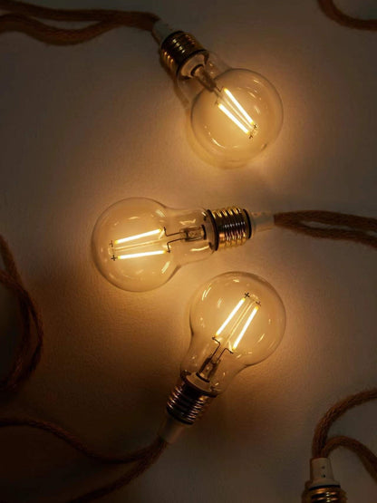FULGOR-10L double filament warm white string lights, IP44