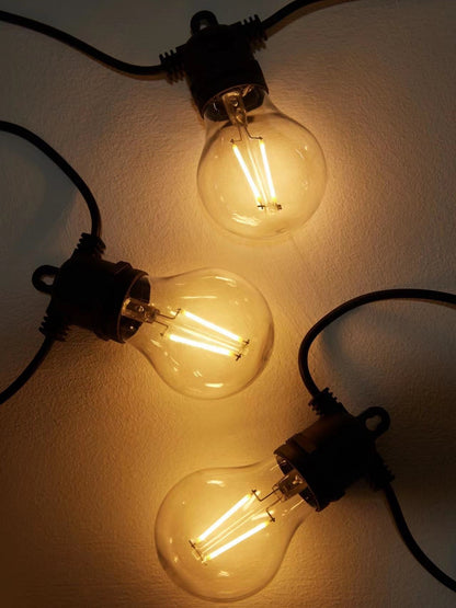 LUMEN-10L double filament warm white string lights, IP44