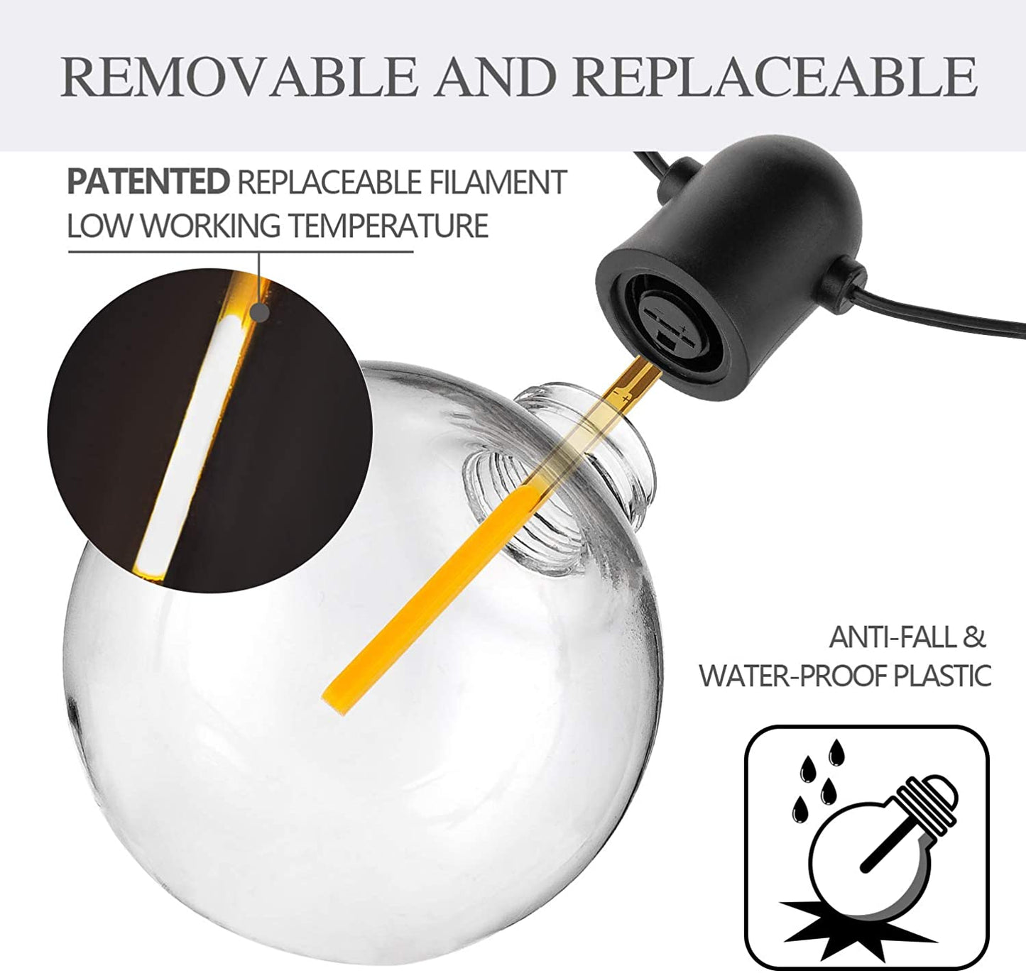 4 Pcs LED Replacement Filament Warm Lights