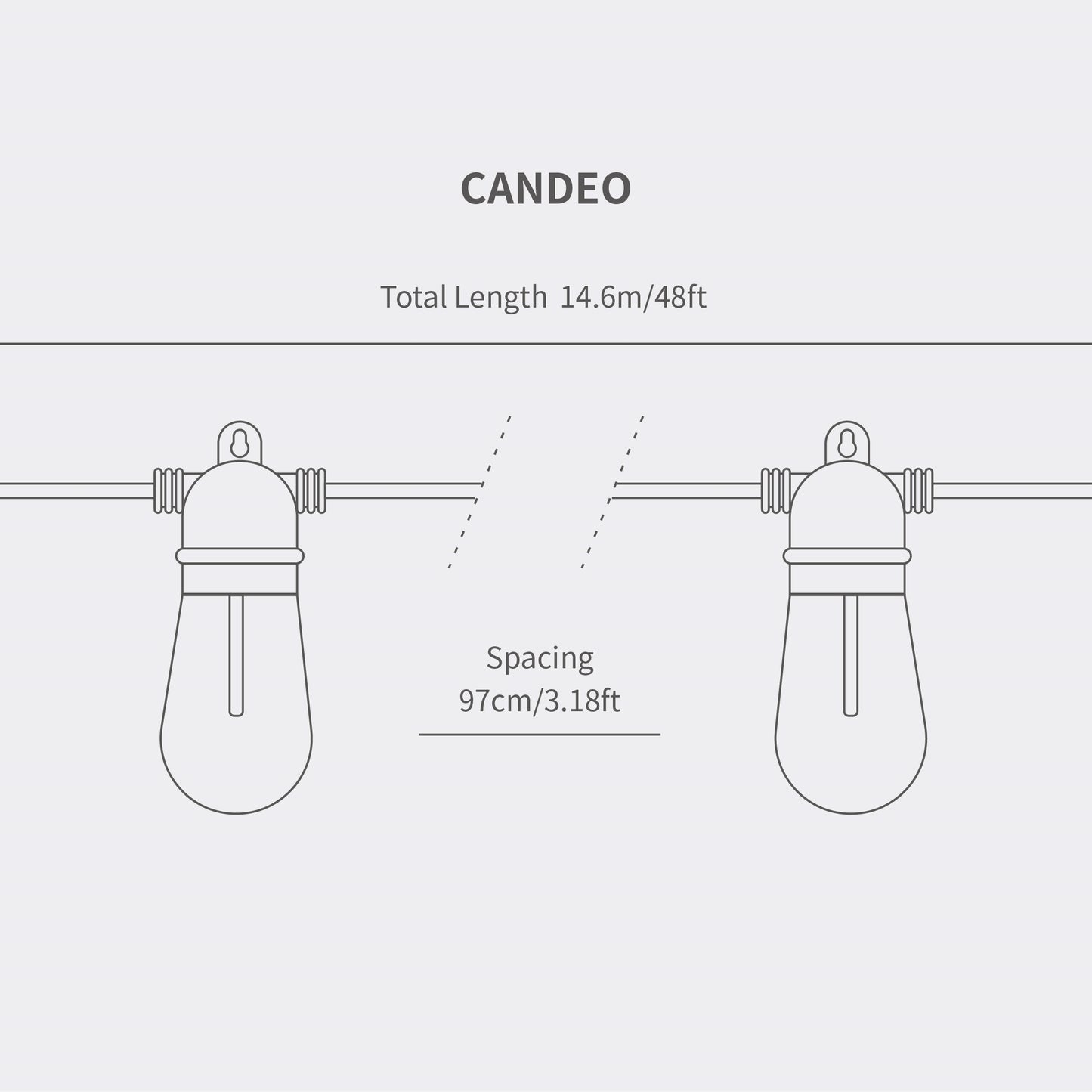 CANDEO-10L single filament warm white string lights, IP44