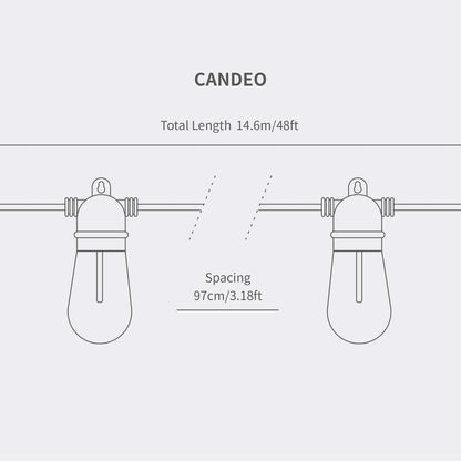 CANDEO-10L single filament warm white string lights, IP44