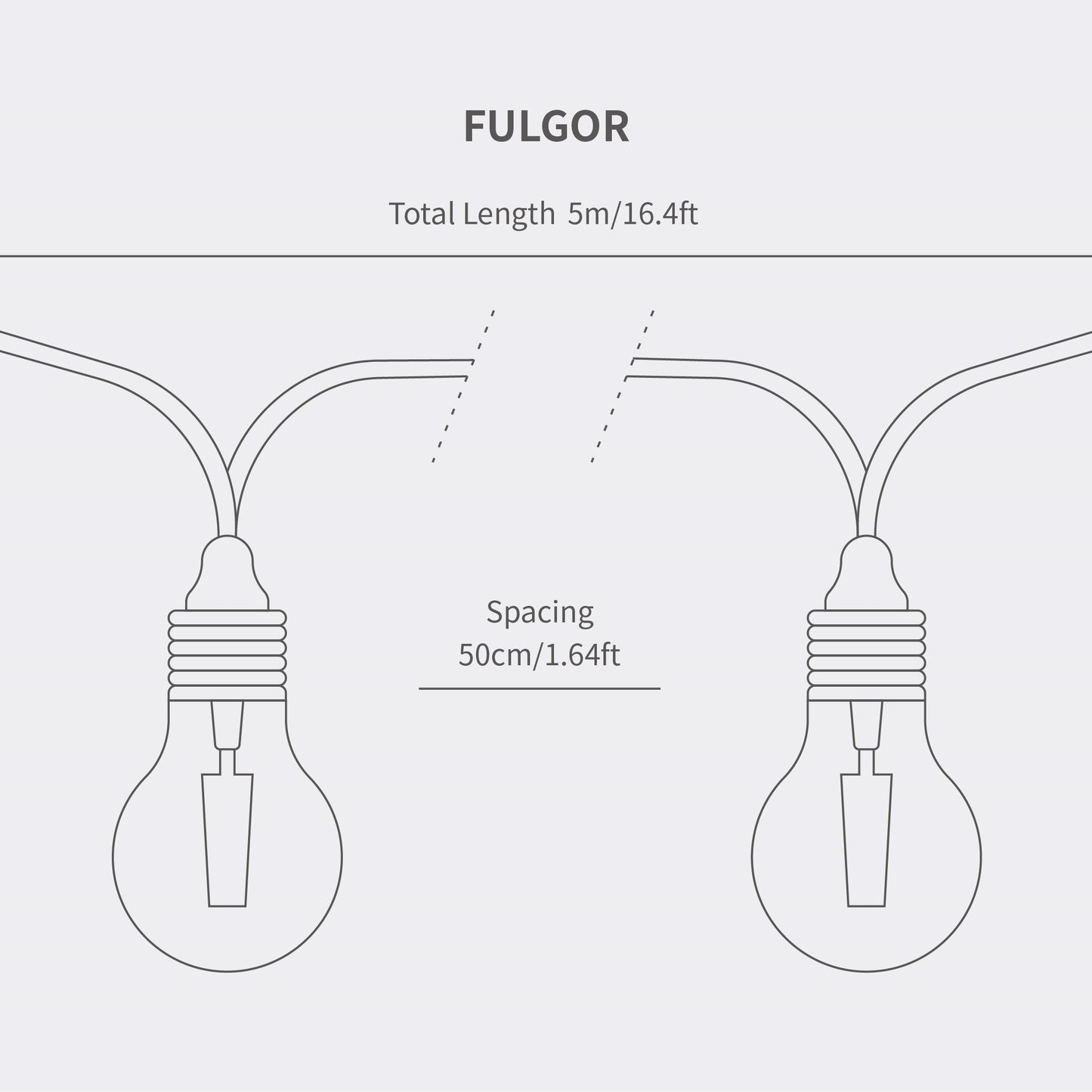 FULGOR-10L double filament warm white string lights, IP44
