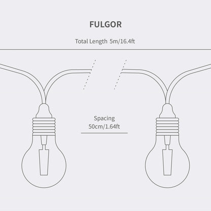 FULGOR-10L double filament warm white string lights, IP44