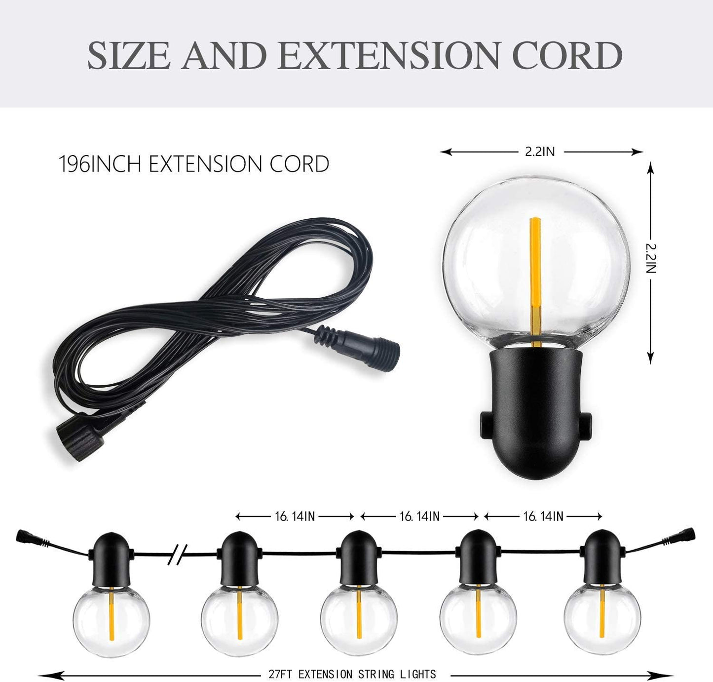 LUCIS-20L single filament warm white string lights, IP44